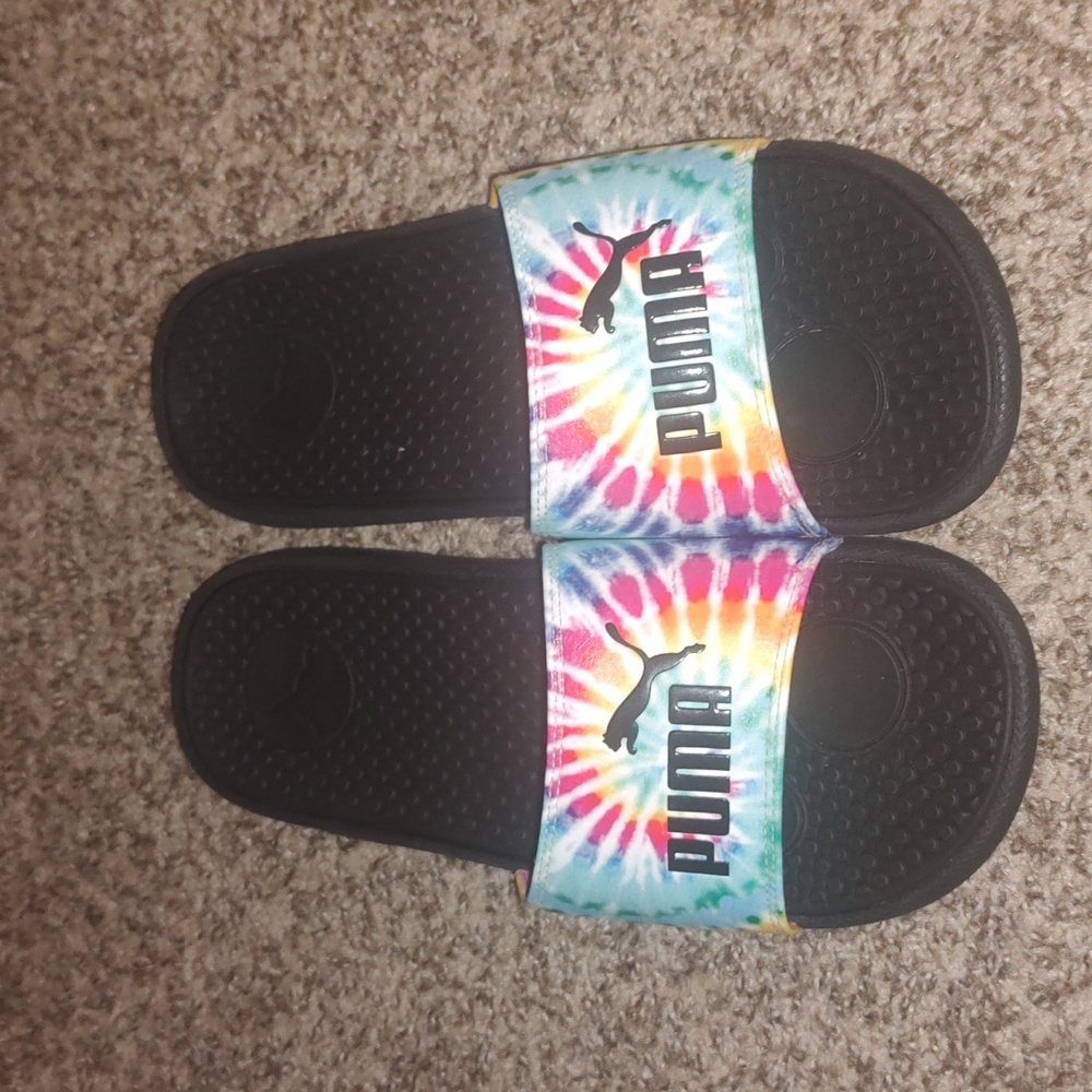 Puma Men's Cool Cat Black/White Slides Sandals‎ Flip Flops Slip On Comfort US 10